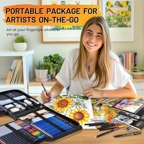 133 PCS Art Supplies Sketching Kit, Pro Drawing Pencils Art Kit Adults Gift