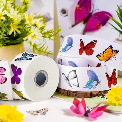 1200 PCS Butterfly Roll Stickers, 16 Styles Butterfly Stickers for Kids