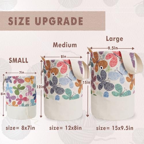 TOGETRUE Yarn Bag, Knitting Crochet Bag, Portable Yarn Storage Bags Organizer for Crocheting Project, Store Skein Ball, Short Knitting Needle (Large, Butterfly)