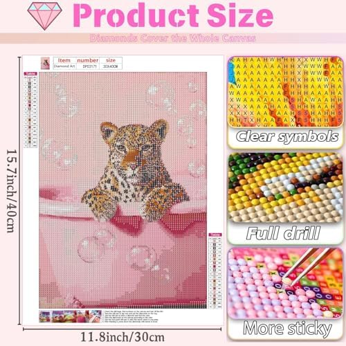 Pink Cheetah Diamond Art Kits for Adults Diamond Painting Kit for Adults