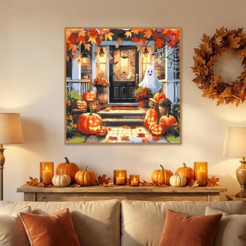 Fall Paint by Numbers Kit for Adults,Ghost Paint by Number 14x14 inch