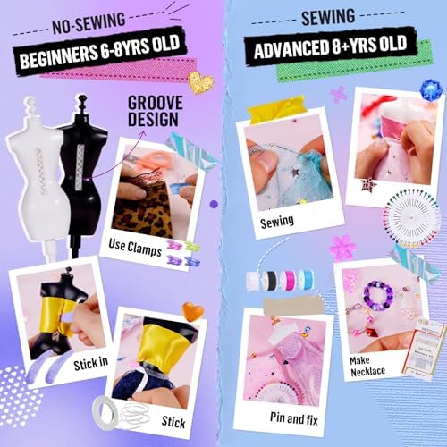 Fashion Designer Kits for Girls with 6 Mannequins, 800+ Crafts Kit for Kids