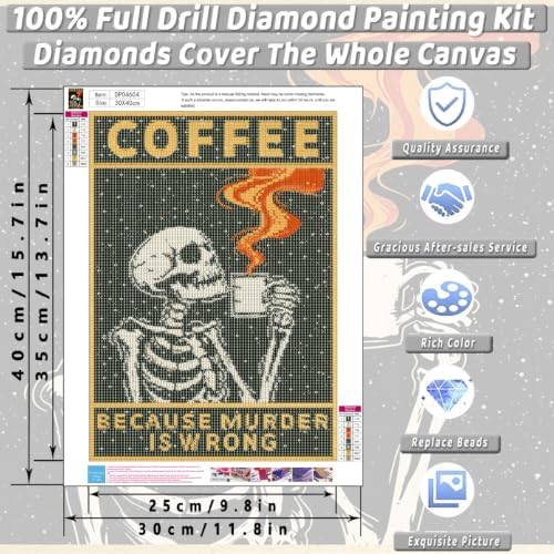 KICHANG Skull Diamond Art Kits for Adult Diamond Painting Kit for Beginner