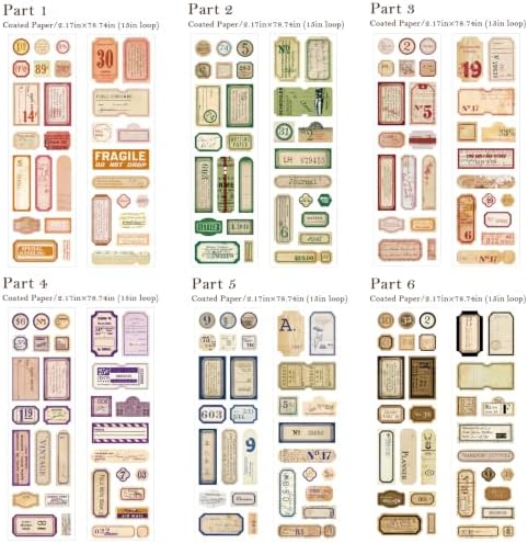Tape Stickers for Scrapbook Supplies, Stamp Stickers for Journaling,6 Rolls