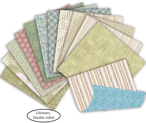 6 Inch Patterned Aesthetic Scrapbook Paper Pad - 24 Sheets Double Sided Vintage Origami Supplies for Journals Decoupage Collage Art Cards DIY Gift Wrapping Folded Photo Album Decor Craft