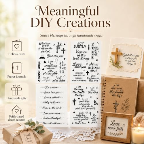 Outus 4 Pcs Clear Sentiment Stamps for Crafts, Silicone Words,Classic | Blessing Set for Card Making Scrapbooking, Photo Album Decoration, Acrylic Block Compatible, DIY Sentiments Phrases Design