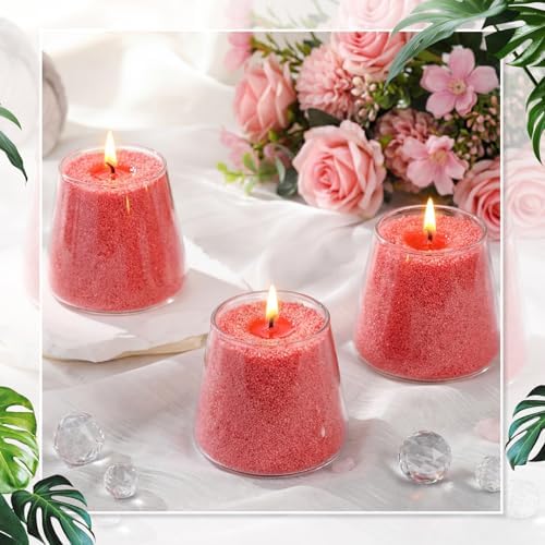 MTLEE Candle Sand 3.3 lb DIY Pearled Candle Making Kit Included 20 Pcs Wicks and Refillable Beaded Wax Sand Beaded Wax Gift with Wicks Self Extinguish for Home Wedding Party Women (Red)