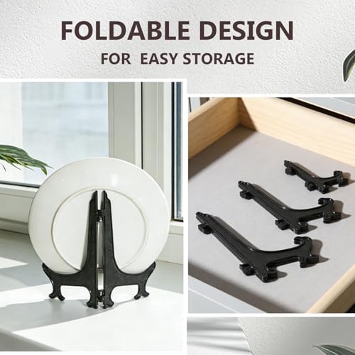 Artliving 4 Inch Black 12pcs/Set Plastic Easels Plate Display Stands Picture Frame Stand Holder