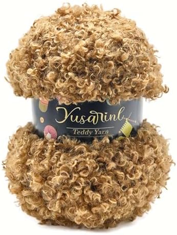 (32 Colors Available) Yusarinl Teddy Bear Yarn,Fuzzy Yarn for Crochet Polyester Plush Fur for Crafts Fluffy Fuzzy for Knitting(3.35 oz, 40 yds)-Brown