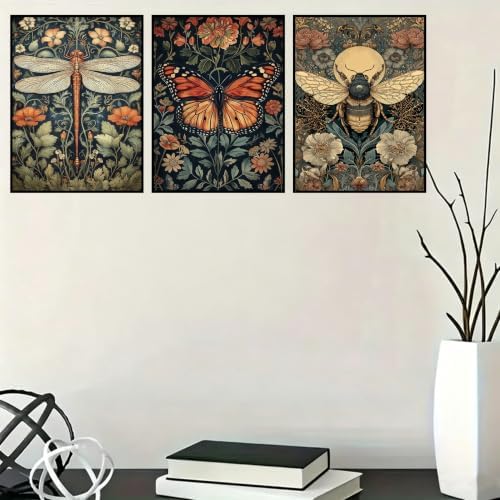 3 Pcs Diamond Art Kits for Adults, 5D Insect Diamond Painting Kits 12x16 In