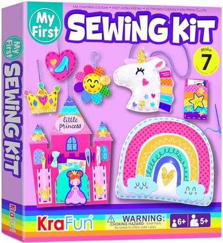 KRAFUN Princess & Unicorn Sewing Kit for Kids Ages 5-8 | 7 Felt Projects