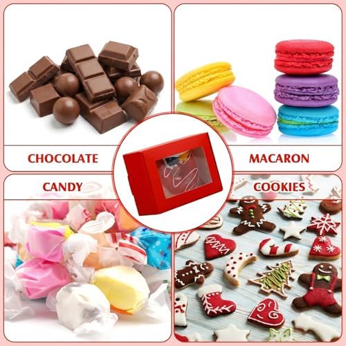 Zonon 30 Pcs Mini Kraft Soap Boxes with Window Homemade,Red