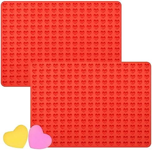 2 Pcs Mini Silicone Heart Molds, 255-Cavity Heart Shaped Chocolate Molds for Baking, Candy, Wax Melts Beads, Ice Cubes, Homemade Dog Training Treats