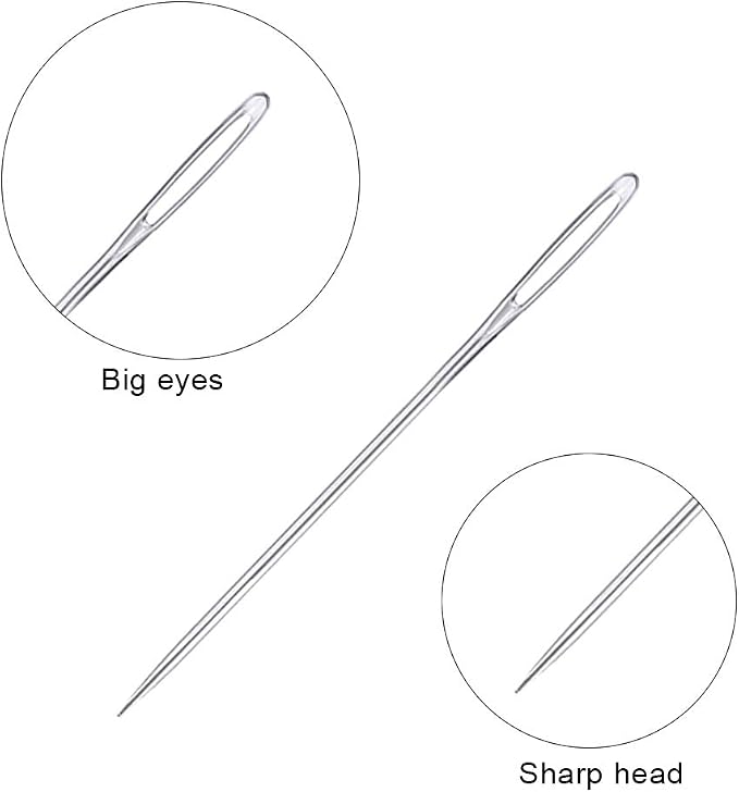 JNENERY 23 PCS Large Eye Sewing Needles, 2.36in Sewing Sharp Needles | Leather Embroidery Thread Needle, Stainless Steel Yarn Knitting Needle with a 3.3in Plastic Bottle