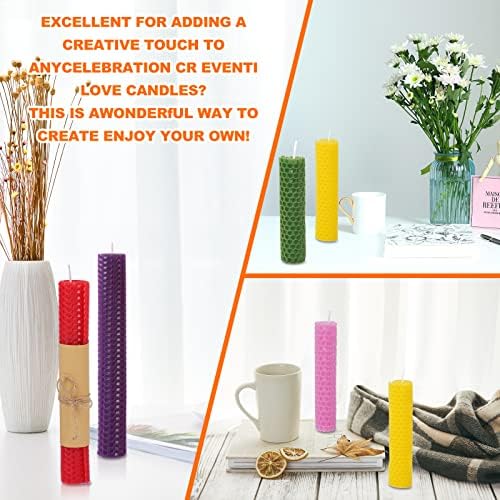 Thleunei Beeswax Candle Making Kit for Kids - 24 Pack 10x8 Inch Beeswax Sheets Candles Making Kit Supplies - Perfect DIY Craft Gift for All Ages,Create Beautiful, All-Natural Candles at Home