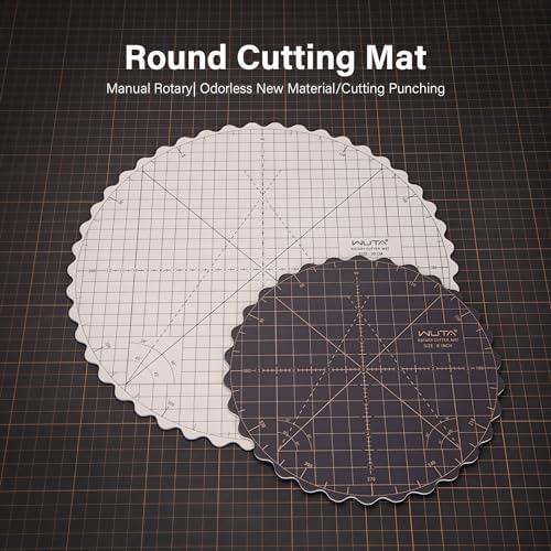 WUTA Circle Cutting Mat 12-inch Round Self Healing Mat Quilting Double-Sided Color for Cutting,Quilting, Sewing, Dressmaking & Crafts
