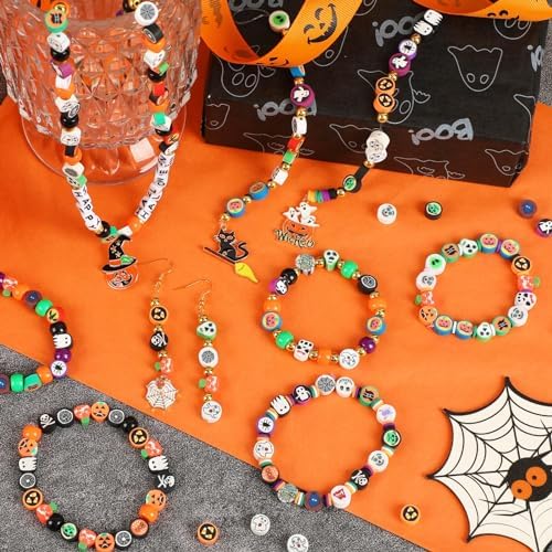 300Pcs Halloween Polymer Clay Beads for Jewelry Making