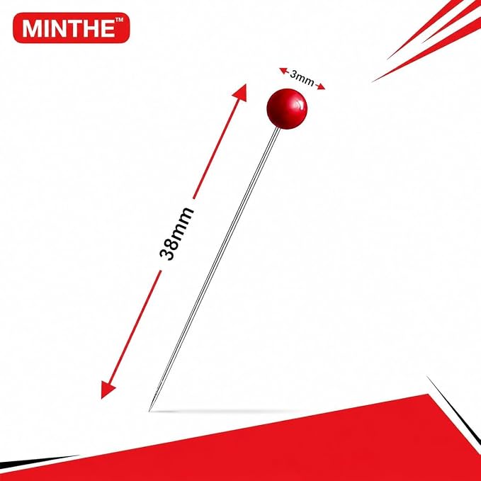 MINTHE 600PCS Sewing Pins for Fabric, Straight Pins Sewing with Pearlized Colored Heads, Quilting Supplies, Pearl, Stick, Corsage, Head