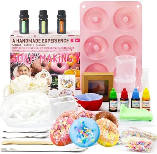 WhizToys Soap Making Kit, DIY Soap Making Supplies with Donut Molds | DIY Craft Supplies with Soap Base, Essential Oils, Birthday Holiday Gifts for Girls Fun, Easy, Creative DIY Craft Kits