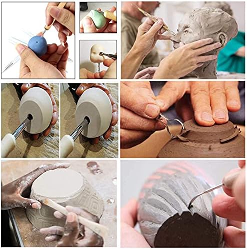 57PCS Ceramic Clay Tools Set with Plastic Case Modeling Pottery Sculpting Tools Kits for Beginners Professionals Crafts Polymer Clay Club, Dotting, Ribbon Trimming