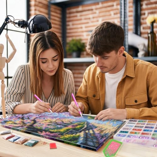 JOOZ City Street Scene Diamond Art Kits for Adults with Frame, 8x12 Inch