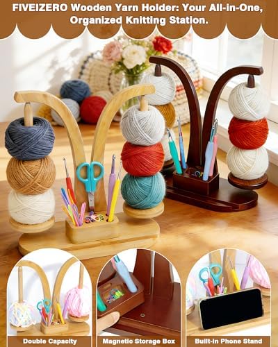 FIVEIZERO Double Magnetic Yarn Holder for Crocheting and Knitting