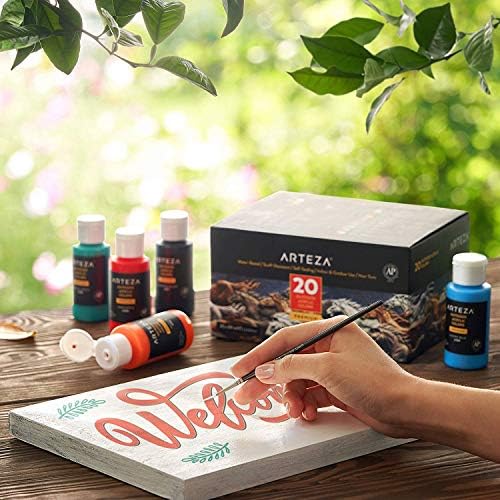 ARTEZA Outdoor Acrylic Paint Set, 20 Colors, 2 oz Bottles, Matte Finish