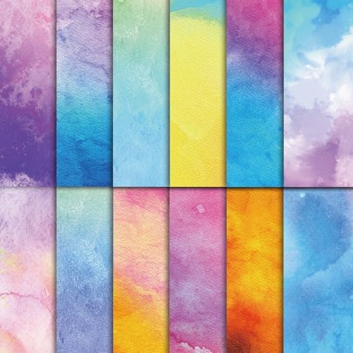 48 Sheets Watercolor Scrapbook Paper,Watercolor Pattern Decorative Scrapbook Paper for Journals DIY Cards and Photo Albums,Aesthetic Craft Supplies
