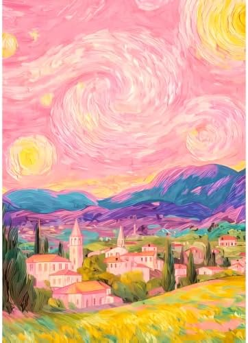 VeGuude Diamond Art Kits for Adults Pink Starry Night Diamond Painting Kits