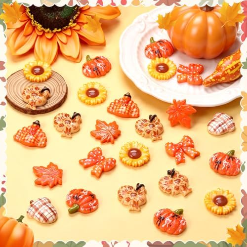 80 PCS Thanksgiving Resin Charm Mini Fall Flatback Charms