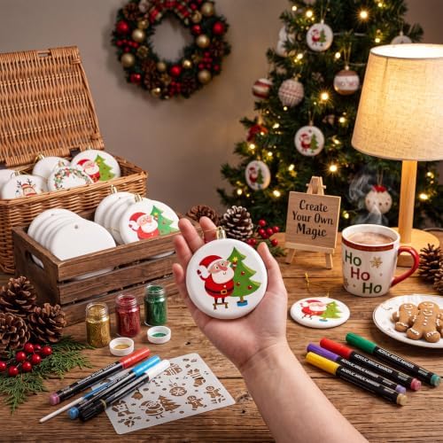 Zubebe 36 Pcs 2.36 Inch Christmas Blank White Ball Ornaments