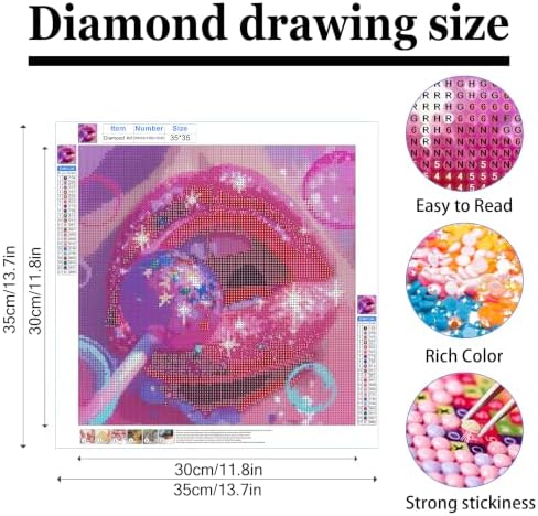 ckdiluy Trippy Diamond Art Kits for Adults Beginners, 5D DIY Lips Diamond Painting Kits, Full Round Drill Diamonds Dots Gem Art Crystal, Home Wall Decor 13.8X13.8 Inch