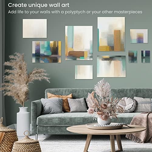ARTEZA Stretched Canvas, 5 x 7, 8 x 10, 11 x 14, 12 x 16, 16 x 20 Inches, Multipack of 10, Blank White Canvas for Acrylic, Oil and Gouache Painting | Stretched Cotton Surface, Pinewood Bars, 8 oz Acid-Free Acrylic Gesso, For Oil, Watercolor, Acrylic, T...