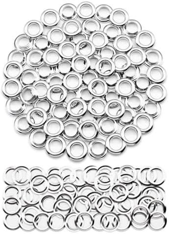 SEMINI 100 Sets 12mm Silver Grommet Eyelet Kit for Fabric Leather Crafts