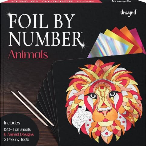 Unwynd Foil/Paint by Number Animals Art & Craft Kit,Fun Adults, Women,Teens