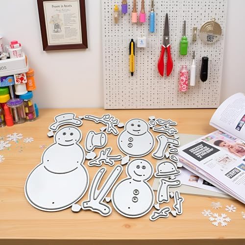 Silver Christmas Snowman Metal Cutting Dies Stencil DIY Scrapbooking Album Paper Card Template Mold Embossing Decoration Metal Cutting Dies for Card Making Deals, Die-Cutting and Embossing
