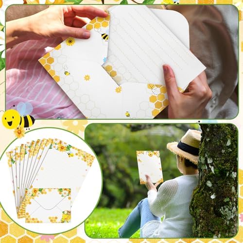 TaoBary 160 Pcs Bee Stationery Paper and Envelopes Set, 5.5 x 8.25''