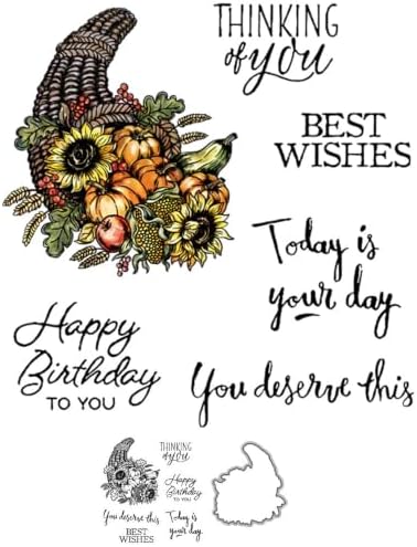Sunflower Flower Harvest Clear Stamps and Die Cuts Sets for DIY Card Making