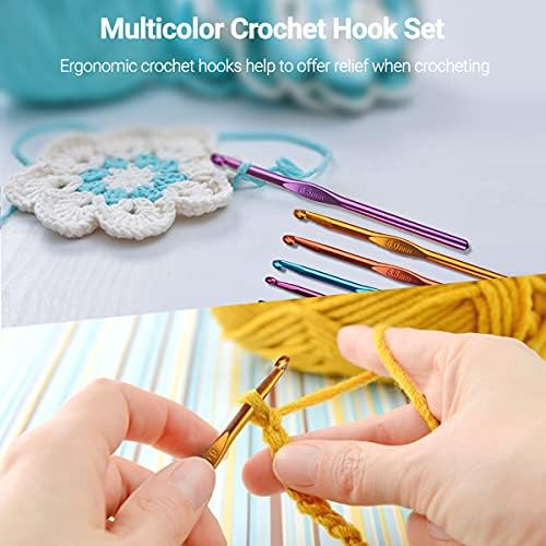 URWOOW 100 Pcs Crochet Hook Set with Yarn Knitting Needles