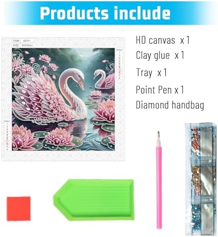 AiYuanzsh 5D Special Shape Diamond Art Kits for Beginners, Diamond Painting Kits for Adults, Crystal Rhinestones Diamond Painting for Home Wall Decoration Gift 12×12 inch/30×30 cm, Beautiful Swan