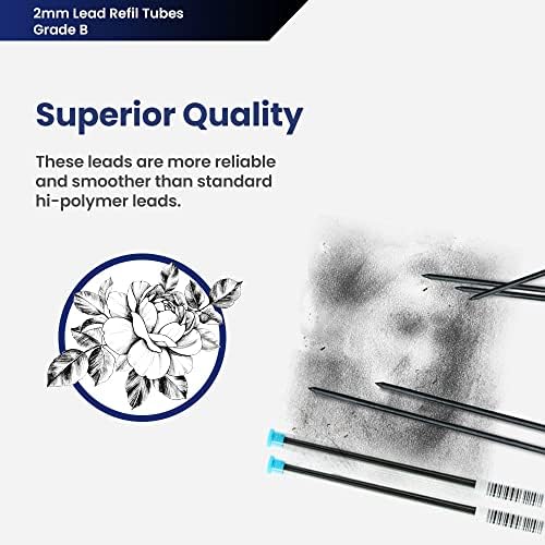Pacific Arc Lead Holder Refill - 2mm - 2 per Tube - B - for Art, Sketching, Technical Drawing