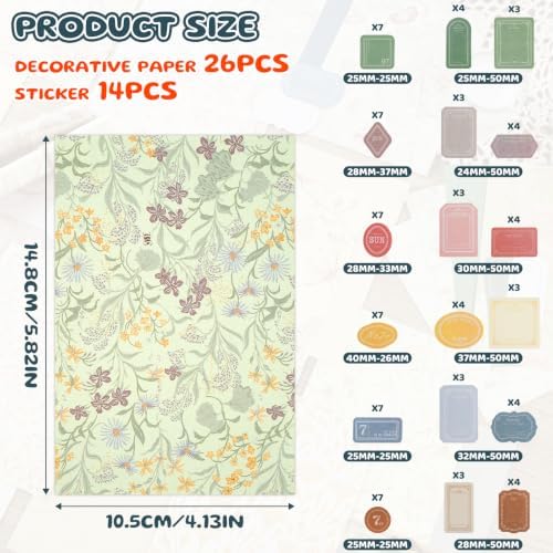 240 Sheets Vintage Floral Scrapbook Paper - 6 Themes Aesthetic Flowers Pattern, Scrapbook Supplies with Stickers Decorative Craft for Junk Journal Supplies Retro Crafts 4.1x5.8 Inch