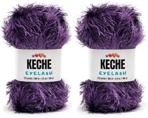 Eyelash Fun Fur Yarn - Premium Soft Crochet Yarn DIY Hand Knitting 100% Polyester 175 Yds 3.53 Oz (Pack of 2) - Purple