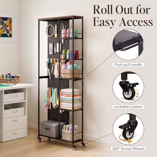 NEWOWNDS Black 68.7" H Craft Storage Cart with 5-Tier Shelves