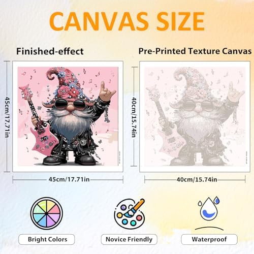 CRZMODE Gnome Paint by Numbers Kit for Adults, Music Gnome Paint by Numbers for Adults, Acrylic Painting Crafts for Home Decor Gift (16x16inch)