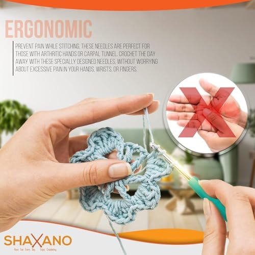 SHAXANO Crochet Hooks Kit with Case, 95-Piece, Ergonomic Crochet Needles Weave Yarn Kits DIY Hand Knitting Art Tools for Beginners and Experienced Crochet Lovers