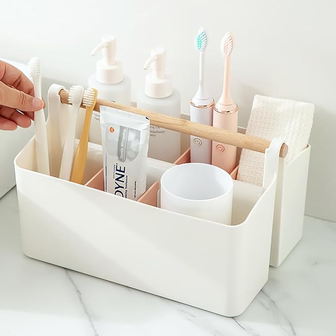2 Pack Art Caddy Organizer Portable,Marker Box, Large Pen Holder for Desk, Art Supply Storage Bin with Adjustable Dividers for Colored Pencils,Markers,Craft Organizers (Blue Divider)
