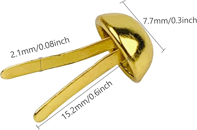 100 PCS Brass Paper Fasteners Metal Brass Fasteners, Mini Brads for Paper Crafts DIY Pins for Crafts (Gold)