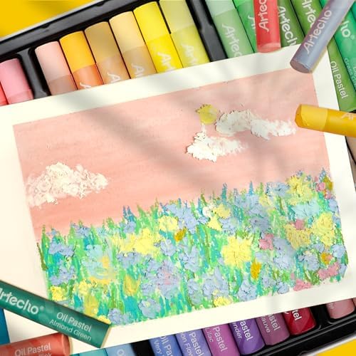 Artecho Macaron Oil Pastels Set of 36 Colors (10 x 70 mm) | Soft Oil Pastels, For Art Painting, Drawing, Blending, For Artists, Beginners, Students, Teachers