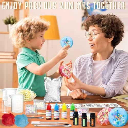 WhizToys Soap Making Kit, DIY Soap Making Supplies with Donut Molds | DIY Craft Supplies with Soap Base, Essential Oils, Birthday Holiday Gifts for Girls Fun, Easy, Creative DIY Craft Kits